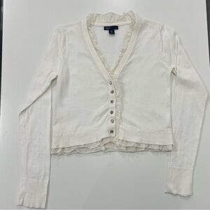 Girls Off White dressy Cardigan with ruffles rhinestone buttons GAP kids size 12